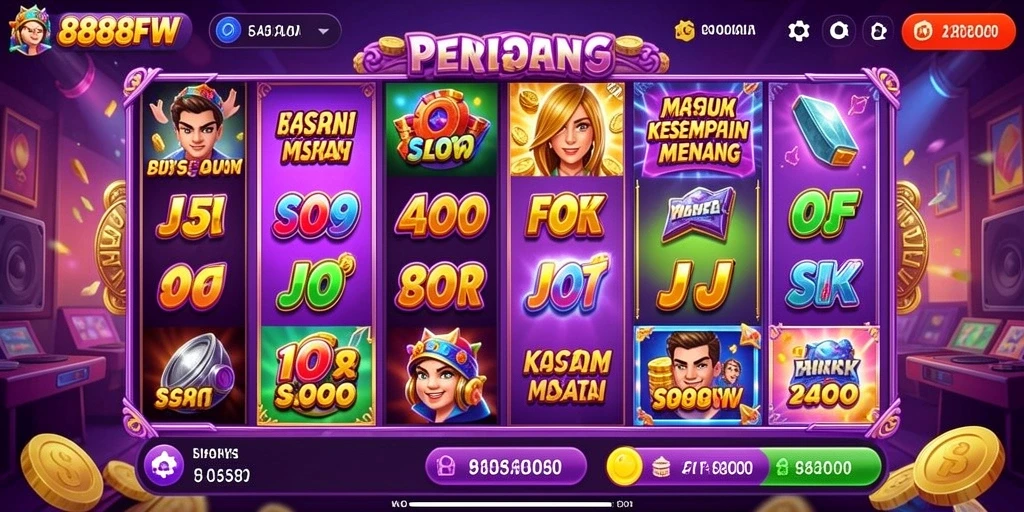Tampilan gameplay menakjubkan di 888FW dengan mesin slot beragam tema.