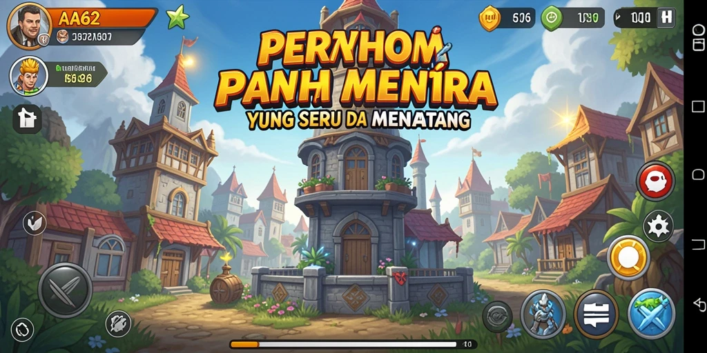 Screenshot gameplay dari AA62 menampilkan pertarungan seru Tower Defense.