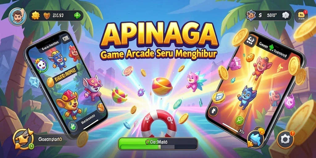 Tampilan gameplay APINAGA yang penuh aksi dalam genre Arcade.