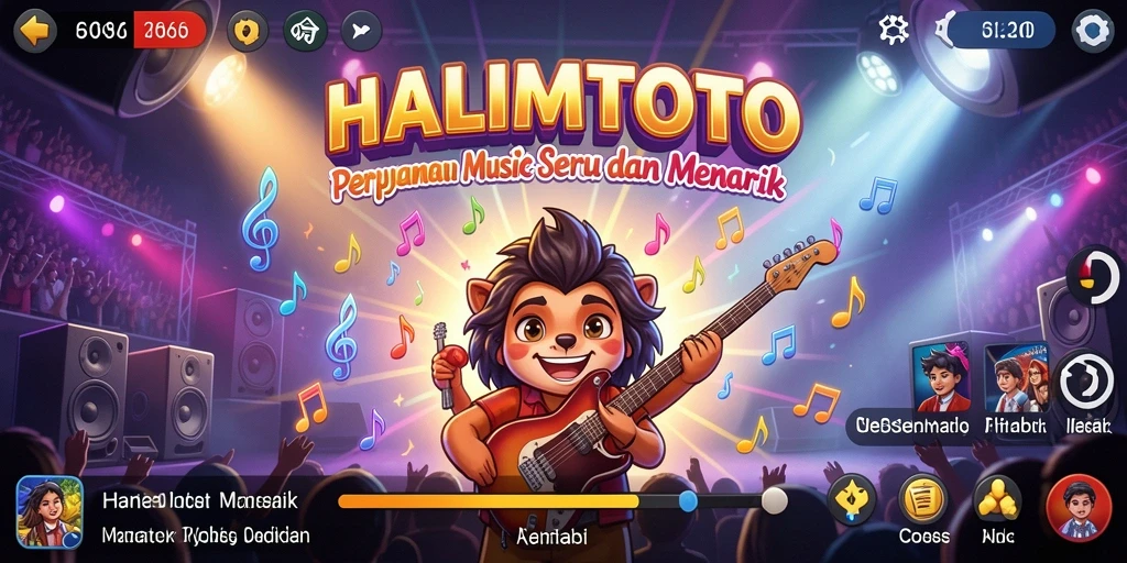 Tampilan gameplay seru HALIMTOTO dengan banyak lagu menarik.