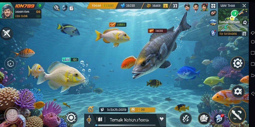 Screenshot gameplay menampilkan aksi menembak ikan di IDN789.