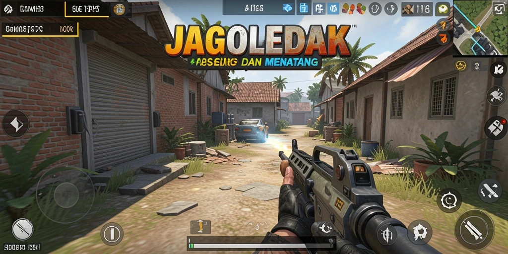 Screenshot gameplay <strong>JAGOLEDAK</strong> yang menampilkan aksi tembak menembak yang seru.