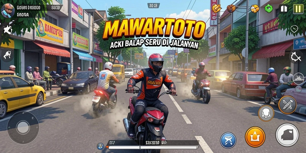 Screenshot gameplay MAWARTOTO yang menampilkan aksi balap mendebarkan.