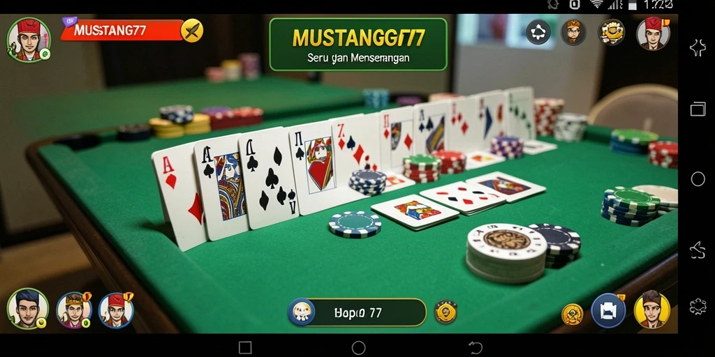 Tampilan gameplay Gaple yang seru dan menarik di MUSTANG77.