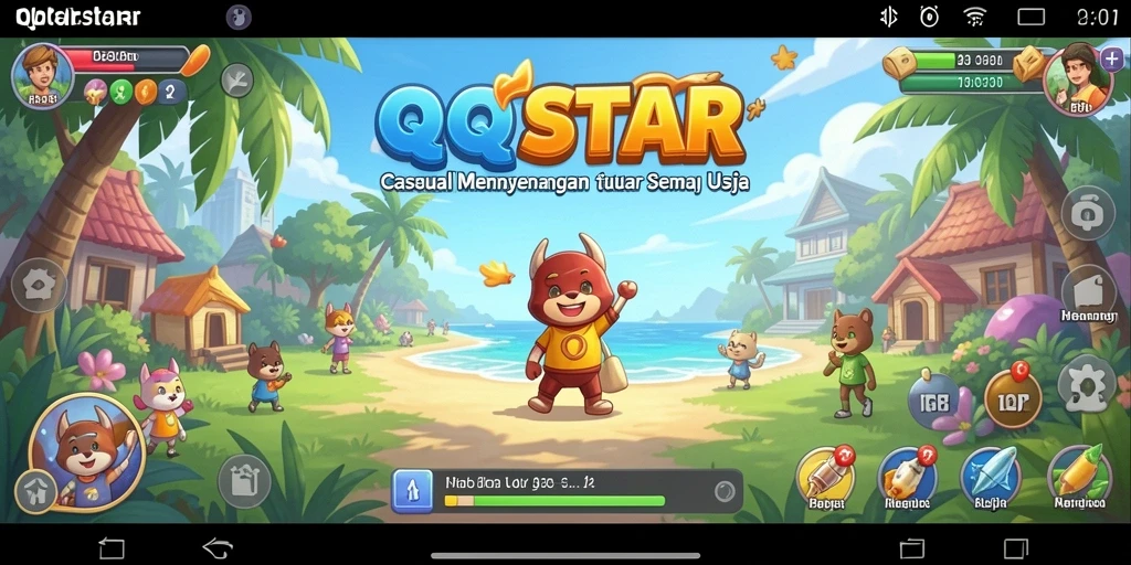 Tampilan gameplay menarik dan penuh warna dari QQSTAR.